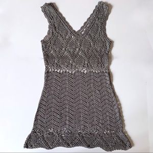 Vintage mesh sparkly silver mini dress